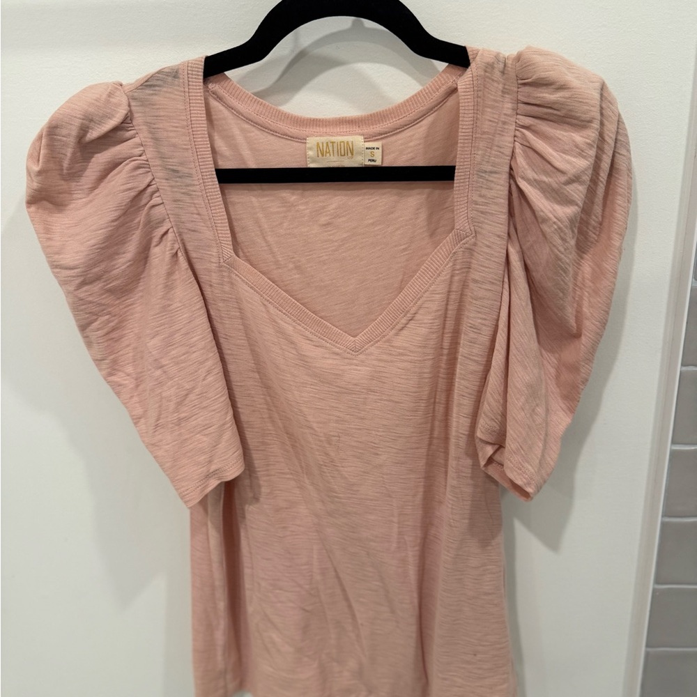 Nation Pink Puff Sleeve Top